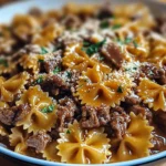 Cheesy Beef Bowtie Pasta with Garlic Butter Delights You!