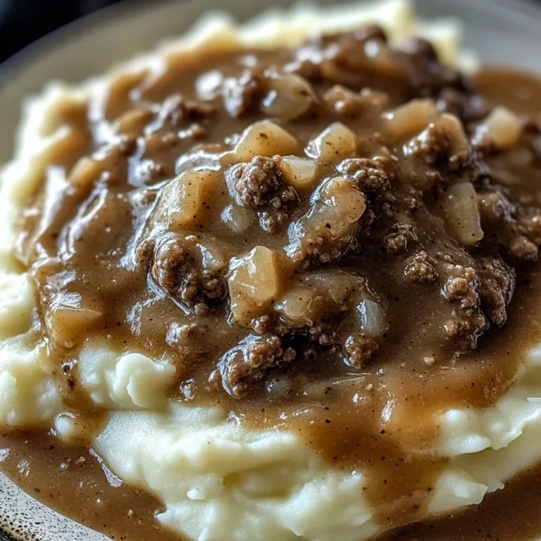 Delicious chicken chicken hamburger Gravy Over Mashed Potatoes