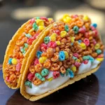 Fruity Pebbles Cheesecake Tacos