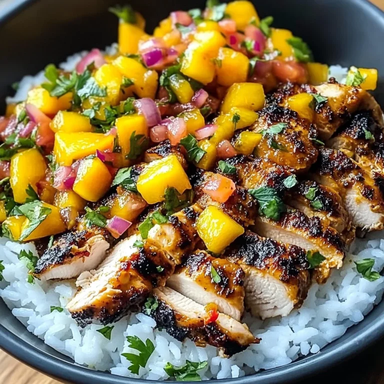 Jerk Chicken Bowls with Mango Salsa and Coconut Rice