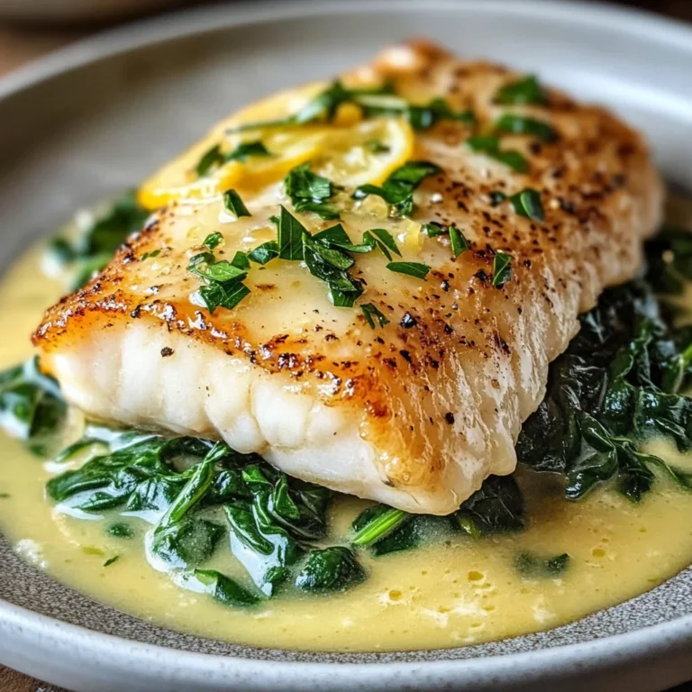 Lemon-Garlic Sea Bass with Creamed Spinach