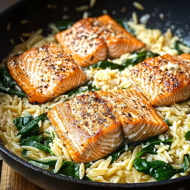 One Skillet Salmon with Lemon Orzo