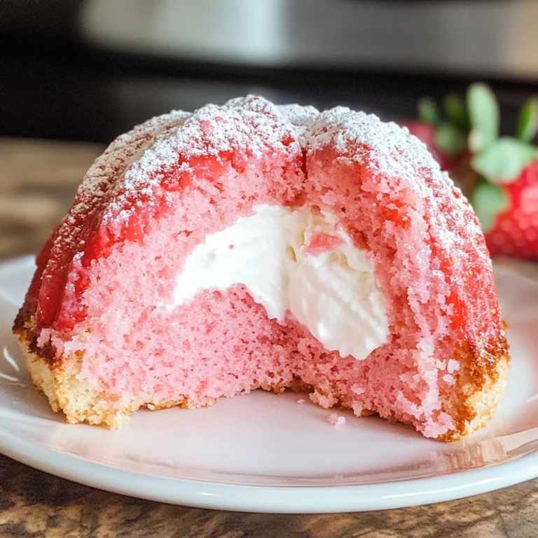 Strawberry Bundt Cake with Marshmallow Cream Filling
