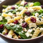 Spinach Pasta Salad with Feta and Cranberries