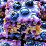 Blueberry Rice Krispies Treats with Vanilla Glaze