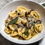 Cheese Tortellini with Butter, Mushrooms, and Crispy Sage