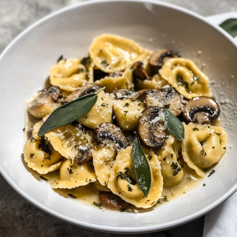 Cheese Tortellini with Butter, Mushrooms, and Crispy Sage