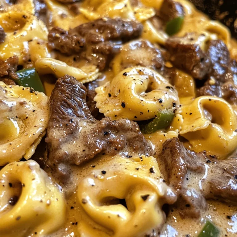 Cheesesteak Tortellini in Creamy Provolone Sauce