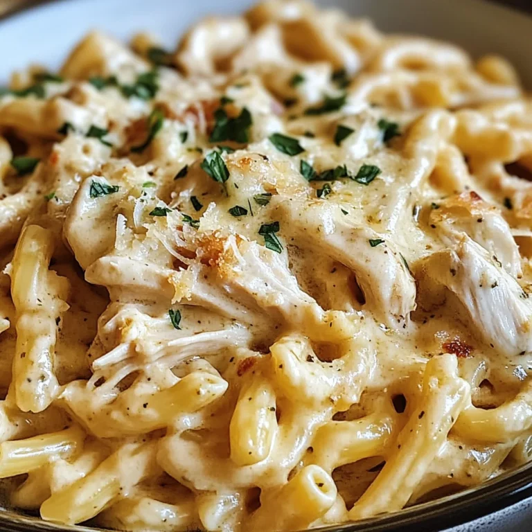 Creamy Crockpot Garlic Parmesan Chicken Pasta