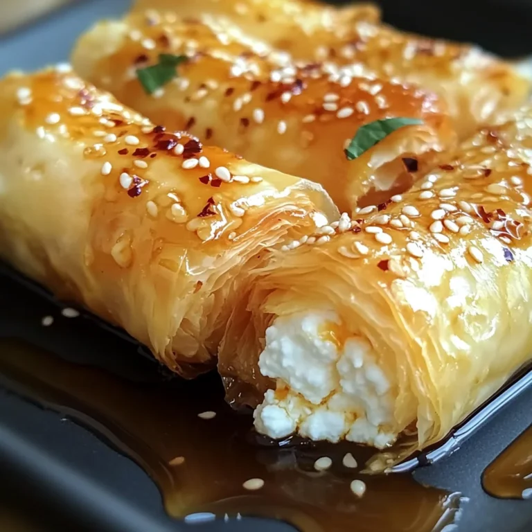 Oven Fried Feta Rolls with Chili Honey