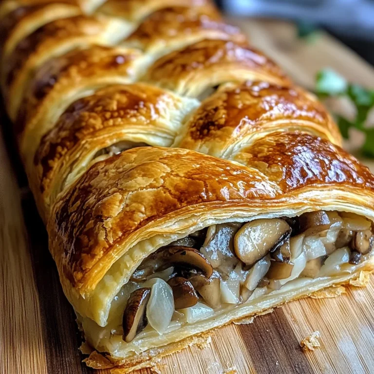 Savory Mushroom & Gruyère Puff Pastry Braid