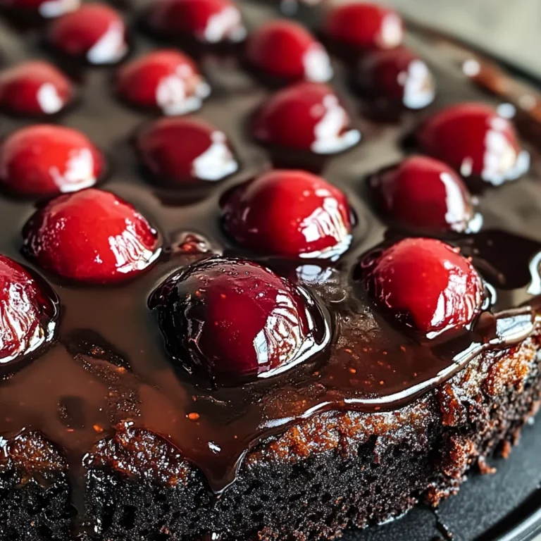 Chocolate Cherry Upside Down Cake 🍒🍫