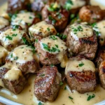 Garlic Butter Steak Bites with a Rich Parmesan Cream Sauce