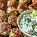 Juicy Greek Chicken Meatballs with Tzatziki