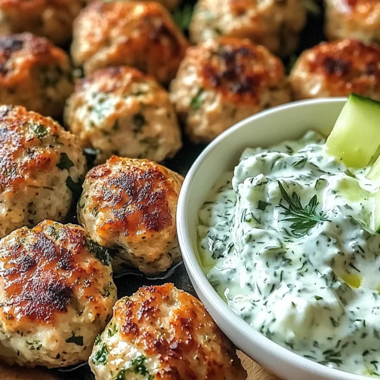 Juicy Greek Chicken Meatballs with Tzatziki