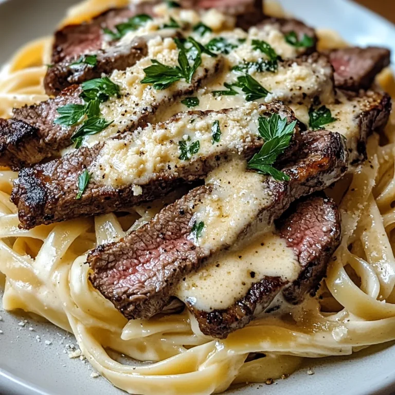 Savory Steak Gorgonzola Alfredo with Creamy Parmesan Sauce