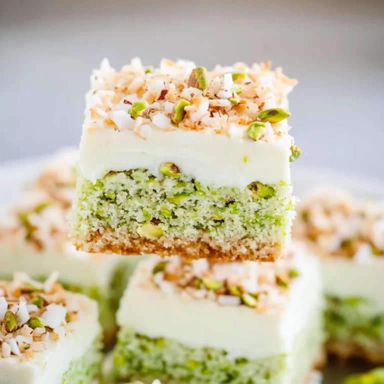 Coconut Pistachio Bars with Coconut Cream Cheese Frosting…