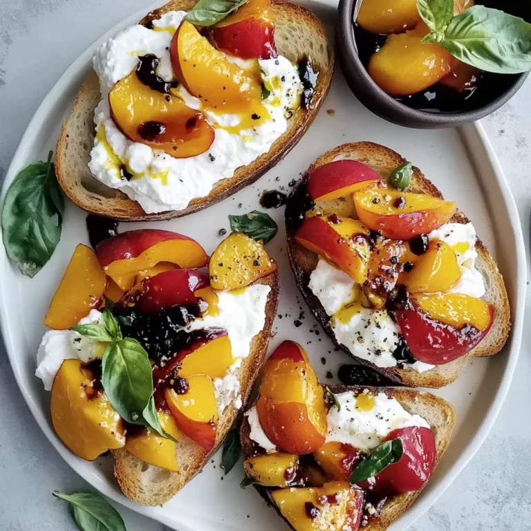 Quick Peach Bruschetta with Whipped Ricotta: Delightful B…